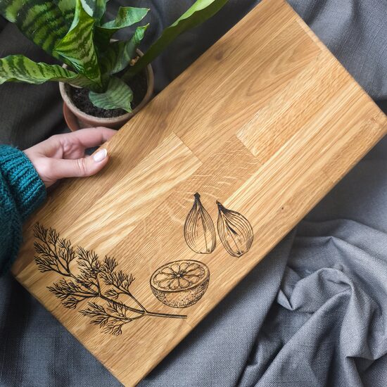 Ozolkoka virtuves dēlis Dille citrons sīpols